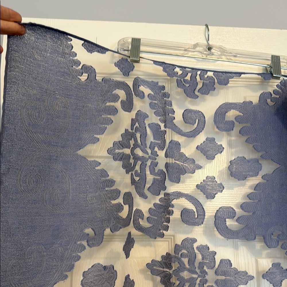 Chic Sheer Blue Patterned Scarf - image 4